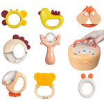 Jucarii, Copii si Bebe - Jucarii si jocuri - Jucarii bebelusi - Jucarii interactive bebelusi - Set 8 piese jucarii zornaitoare bebelusi, dentitie, cutie de transport in forma de ursulet,  0 luni, Edujucarii - Infinity.ro