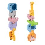 Jucarii, Copii si Bebe - Jucarii si jocuri - Jucarii & jocuri educative - Jocuri si jucarii educative - Jucarie educativa Montessori pentru copii, set 10 figurine de lemn pentru stivuire, Animal Stacking block game, 3 ani - Infinity.ro