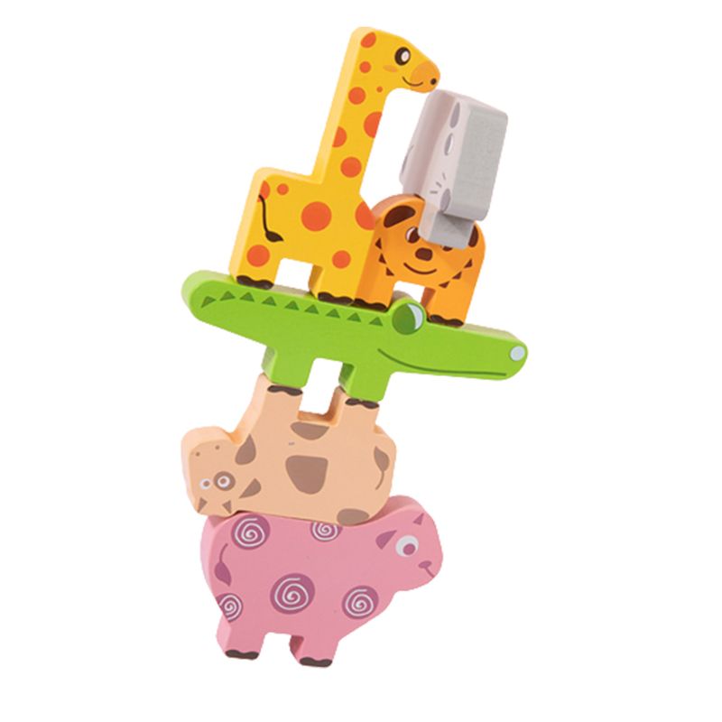 Jucarii, Copii si Bebe - Jucarii si jocuri - Jucarii & jocuri educative - Jocuri si jucarii educative - Jucarie educativa Montessori pentru copii, set 10 figurine de lemn pentru stivuire, Animal Stacking block game, 3 ani - Infinity.ro