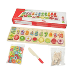Jucarii, Copii si Bebe - Jucarii si jocuri - Jucarii & jocuri educative - Jocuri si jucarii educative - Joc  Montessori, lemn logaritmic cu cerculete  pt cantitate, numere, semne matematice,  Fruit Matching, 78 piese - Infinity.ro