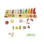 Jucarii, Copii si Bebe - Jucarii si jocuri - Jucarii & jocuri educative - Jocuri si jucarii educative - Joc  Montessori, lemn logaritmic cu cerculete  pt cantitate, numere, semne matematice,  Fruit Matching, 78 piese - Infinity.ro