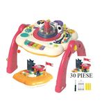 Jucarii, Copii si Bebe - Jucarii si jocuri - Jucarii & jocuri educative - Jucarii interactive - Masuta interactiva, muzicala, 2 in 1, centru de activitati, fata cu masa pentru LEGO si 30 piese, rosu, Edujucarii - Infinity.ro