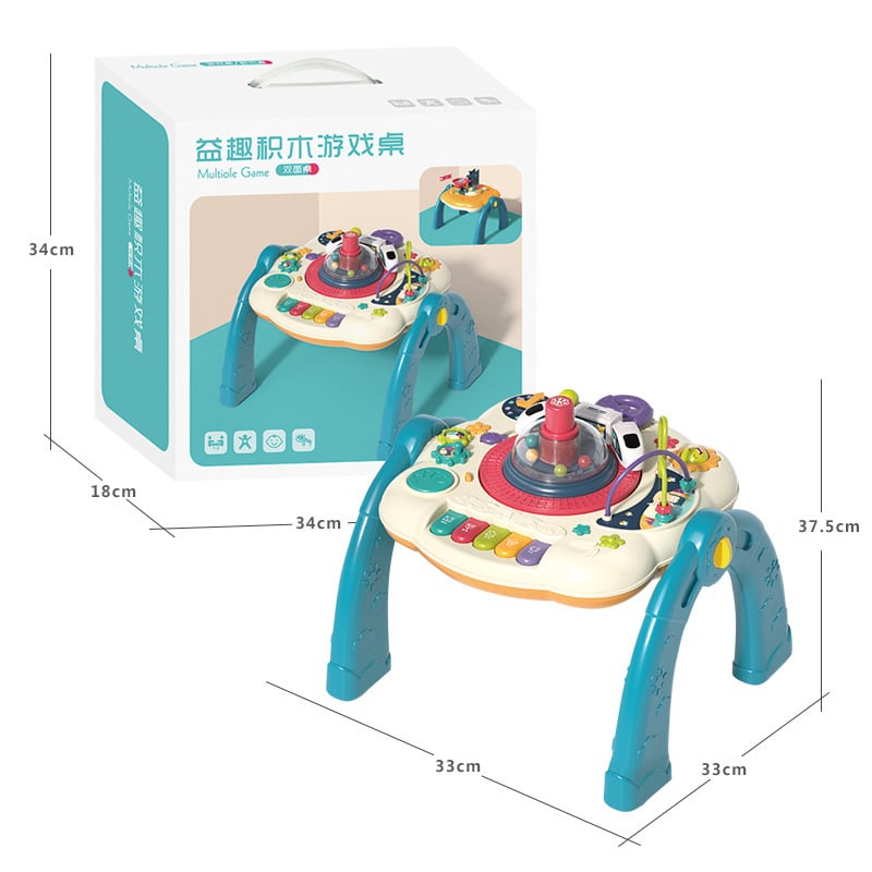 Jucarii, Copii si Bebe - Jucarii si jocuri - Jucarii & jocuri educative - Jucarii interactive - Masuta interactiva, muzicala, 2 in 1, centru de activitati, fata cu masa pentru LEGO si 30 piese, rosu, Edujucarii - Infinity.ro