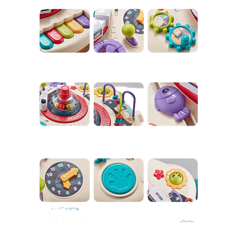 Jucarii, Copii si Bebe - Jucarii si jocuri - Jucarii & jocuri educative - Jucarii interactive - Masuta interactiva, muzicala, 2 in 1, centru de activitati, fata cu masa pentru LEGO si 30 piese, rosu, Edujucarii - Infinity.ro