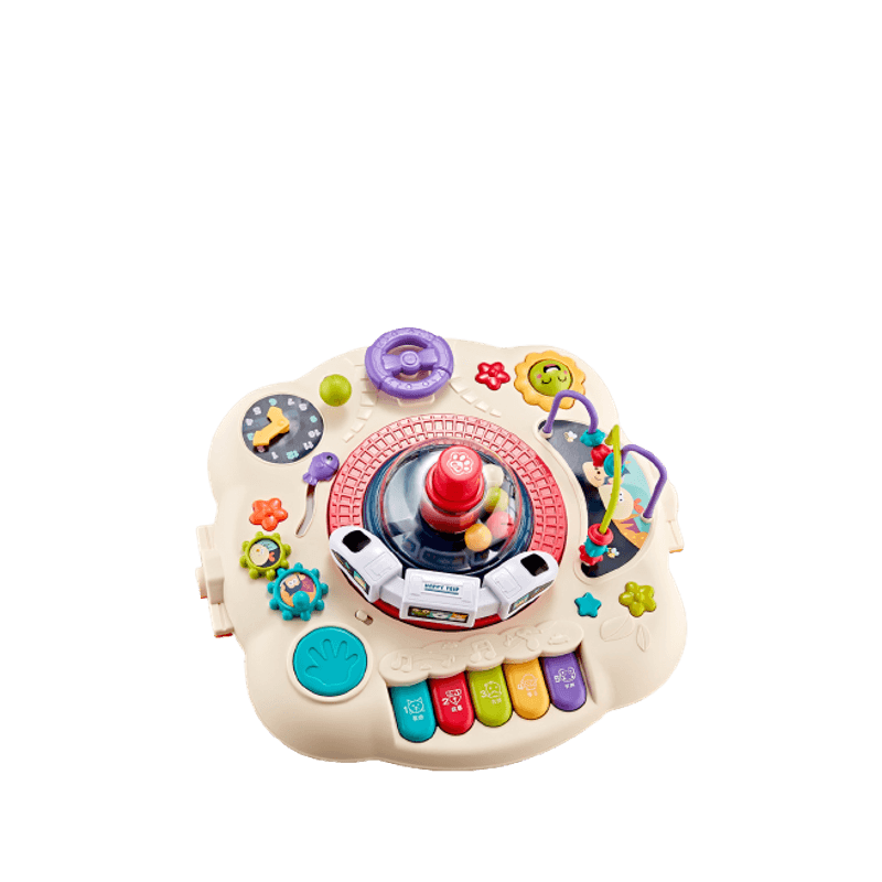 Jucarii, Copii si Bebe - Jucarii si jocuri - Jucarii & jocuri educative - Jucarii interactive - Masuta interactiva, muzicala, 2 in 1, centru de activitati, fata cu masa pentru LEGO si 30 piese, rosu, Edujucarii - Infinity.ro