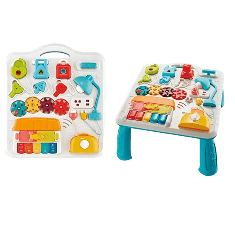 Jucarii, Copii si Bebe - Jucarii si jocuri - Jucarii bebelusi - Jucarii interactive bebelusi - Masuta Interactiva Muzicala cu lumini si sunete, Panou Detasabil, Lampa Intermitenta cu Sunet, Volum Reglabil, 12 luni+ - Infinity.ro