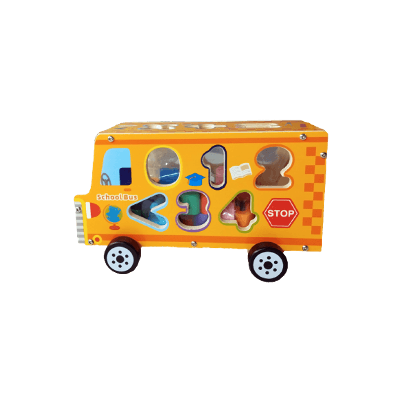 Jucarii, Copii si Bebe - Jucarii si jocuri - Jucarii & jocuri educative - Jucarii interactive - Autobuz scolar Lemn, SortatorCifre, Semne Matematice, Montessori, Multicolora, Lemn, 18 Piese, 3 ani+, Edujucarii - Infinity.ro