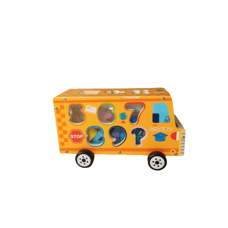 Jucarii, Copii si Bebe - Jucarii si jocuri - Jucarii & jocuri educative - Jucarii interactive - Autobuz scolar Lemn, SortatorCifre, Semne Matematice, Montessori, Multicolora, Lemn, 18 Piese, 3 ani+, Edujucarii - Infinity.ro