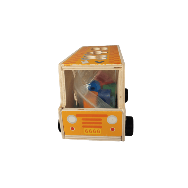 Jucarii, Copii si Bebe - Jucarii si jocuri - Jucarii & jocuri educative - Jucarii interactive - Autobuz scolar Lemn, SortatorCifre, Semne Matematice, Montessori, Multicolora, Lemn, 18 Piese, 3 ani+, Edujucarii - Infinity.ro