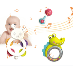 Jucarii, Copii si Bebe - Jucarii si jocuri - Jucarii bebelusi - Jucarii interactive bebelusi - Set 12 piese jucarii zornaitoare bebelusi, jucarii pentru dentitie, cutie de transport in forma de iepuras,  0 luni, - Infinity.ro