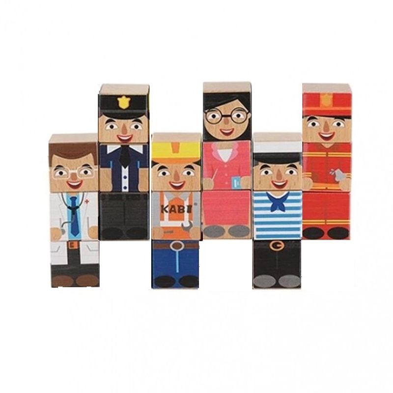 Jucarii, Copii si Bebe - Jucarii si jocuri - Seturi de constructie si cuburi - Seturi de constructie - Cuburi din lemn tip puzzle,  meserii - Infinity.ro