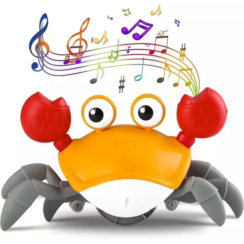 Jucarii, Copii si Bebe - Jucarii si jocuri - Jucarii bebelusi - Jucarii interactive bebelusi - Jucarie interactiva Crab cu sunete, lumini, se deplaseaza, canta, senzori obstacole, incarcare USB, 3 ani+, galben - Infinity.ro