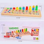 Jucarii, Copii si Bebe - Jucarii si jocuri - Jucarii & jocuri educative - Jocuri si jucarii educative - Tabla multifunctionala din lemn, Logaritmic Board cu cercuri multicolore pt cantitate, numere si operatiuni matematice - Infinity.ro