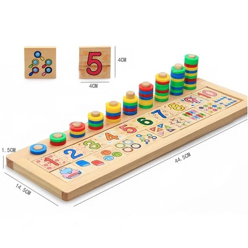 Jucarii, Copii si Bebe - Jucarii si jocuri - Jucarii & jocuri educative - Jocuri si jucarii educative - Tabla multifunctionala din lemn, Logaritmic Board cu cercuri multicolore pt cantitate, numere si operatiuni matematice - Infinity.ro