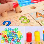 Jucarii, Copii si Bebe - Jucarii si jocuri - Jucarii & jocuri educative - Jocuri si jucarii educative - Tabla multifunctionala din lemn, Logaritmic Board cu cercuri multicolore pt cantitate, numere si operatiuni matematice - Infinity.ro