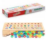 Jucarii, Copii si Bebe - Jucarii si jocuri - Jucarii & jocuri educative - Jocuri si jucarii educative - Tabla multifunctionala din lemn, Logaritmic Board cu cercuri multicolore pt cantitate, numere si operatiuni matematice - Infinity.ro