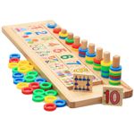 Jucarii, Copii si Bebe - Jucarii si jocuri - Jucarii & jocuri educative - Jocuri si jucarii educative - Tabla multifunctionala din lemn, Logaritmic Board cu cercuri multicolore pt cantitate, numere si operatiuni matematice - Infinity.ro
