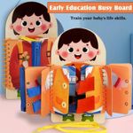 Jucarii, Copii si Bebe - Jucarii si jocuri - Jucarii & jocuri educative - Jucarii interactive - Tabla educationala abilitati practice, lemn,  Educatie Montessori, portabila, Jucarie Senzoriala, 3 ani+,  Edujucarii - Infinity.ro