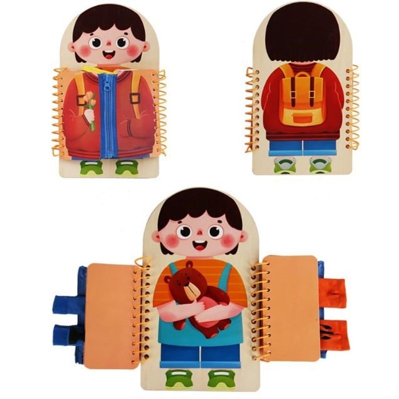 Jucarii, Copii si Bebe - Jucarii si jocuri - Jucarii & jocuri educative - Jucarii interactive - Tabla educationala abilitati practice, lemn,  Educatie Montessori, portabila, Jucarie Senzoriala, 3 ani+,  Edujucarii - Infinity.ro