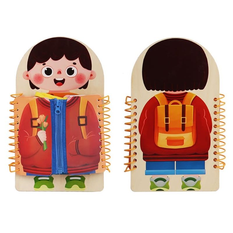 Jucarii, Copii si Bebe - Jucarii si jocuri - Jucarii & jocuri educative - Jucarii interactive - Tabla educationala abilitati practice, lemn,  Educatie Montessori, portabila, Jucarie Senzoriala, 3 ani+,  Edujucarii - Infinity.ro