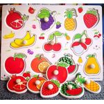 Jucarii, Copii si Bebe - Jucarii si jocuri - Jocuri si puzzle - Puzzle - Puzzle educativ pentru copii, lemn, piese cu maner, fructe, 3 ani+, Edujucarii - Infinity.ro