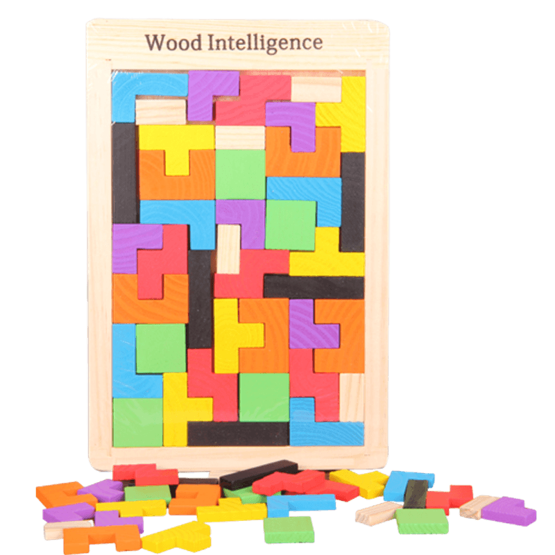 Jucarii, Copii si Bebe - Jucarii si jocuri - Jucarii & jocuri educative - Jucarii interactive - Joc educativ de inteligenta Tetris, puzzle, lemn, multicolor, Montesorri, 3 ani+, Edujucarii - Infinity.ro
