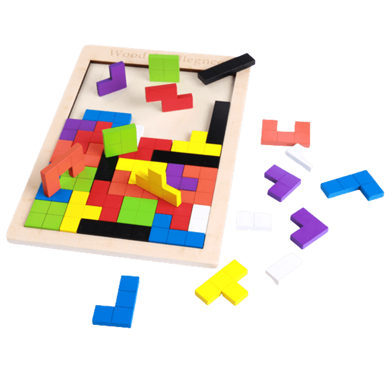 Jucarii, Copii si Bebe - Jucarii si jocuri - Jucarii & jocuri educative - Jucarii interactive - Joc educativ de inteligenta Tetris, puzzle, lemn, multicolor, Montesorri, 3 ani+, Edujucarii - Infinity.ro