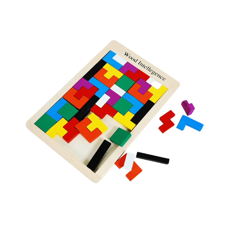 Jucarii, Copii si Bebe - Jucarii si jocuri - Jucarii & jocuri educative - Jucarii interactive - Joc educativ de inteligenta Tetris, puzzle, lemn, multicolor, Montesorri, 3 ani+, Edujucarii - Infinity.ro