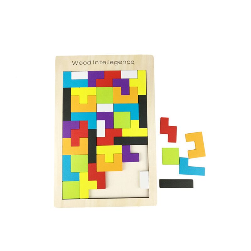 Jucarii, Copii si Bebe - Jucarii si jocuri - Jucarii & jocuri educative - Jucarii interactive - Joc educativ de inteligenta Tetris, puzzle, lemn, multicolor, Montesorri, 3 ani+, Edujucarii - Infinity.ro
