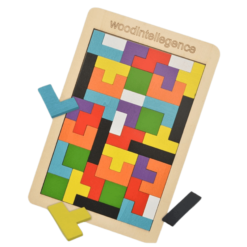 Jucarii, Copii si Bebe - Jucarii si jocuri - Jucarii & jocuri educative - Jucarii interactive - Joc educativ de inteligenta Tetris, puzzle, lemn, multicolor, Montesorri, 3 ani+, Edujucarii - Infinity.ro