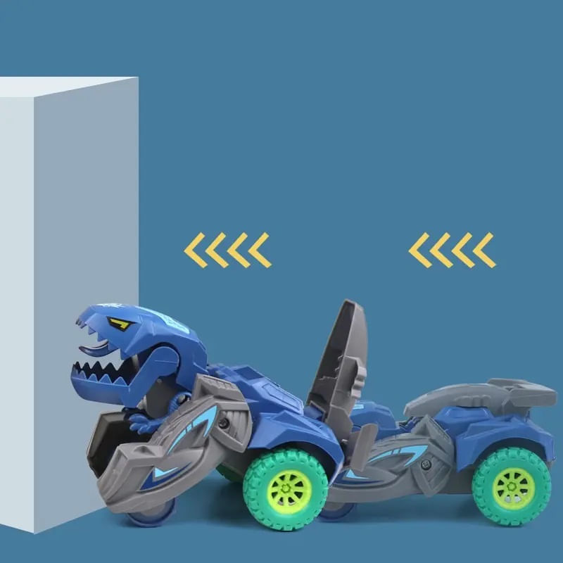 Jucarii, Copii si Bebe - Jucarii si jocuri - Jucarii & jocuri educative - Jucarii interactive - Jucarie 2 in 1, dinozaur rotativ transformabil  pe baza de inertie in masina, albastru, 3 ani +, Edujucarii - Copie - Infinity.ro