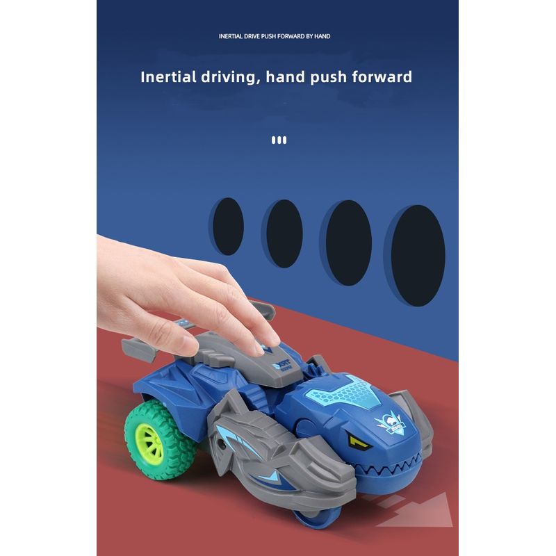 Jucarii, Copii si Bebe - Jucarii si jocuri - Jucarii & jocuri educative - Jucarii interactive - Jucarie 2 in 1, dinozaur rotativ transformabil  pe baza de inertie in masina, albastru, 3 ani +, Edujucarii - Copie - Infinity.ro