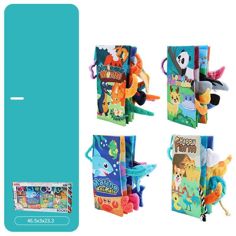 Carti si Birotica - Carti - Carti pentru copii - Carti pentru bebelusi - Set 4 carti senzoriale fosnitoare, bebelusi, animalute colorate, Dinosaur world, Happy farm, Land Animals,Marine Animals - Infinity.ro