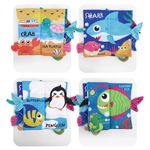 Carti si Birotica - Carti - Carti pentru copii - Carti pentru bebelusi - Set 4 carti senzoriale fosnitoare, bebelusi, animalute colorate, Dinosaur world, Happy farm, Land Animals,Marine Animals - Infinity.ro