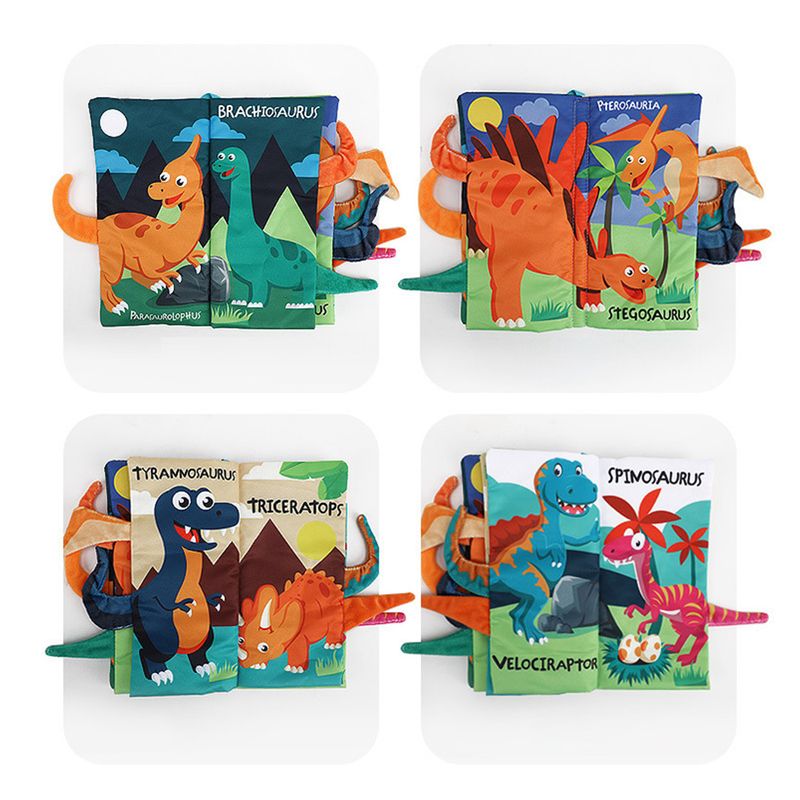 Carti si Birotica - Carti - Carti pentru copii - Carti pentru bebelusi - Set 4 carti senzoriale fosnitoare, bebelusi, animalute colorate, Dinosaur world, Happy farm, Land Animals,Marine Animals - Infinity.ro