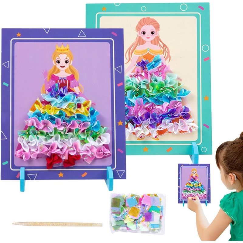 Jucarii, Copii si Bebe - Jucarii si jocuri - Jucarii & jocuri educative - Jocuri si jucarii educative - Joc Creativ si educativ pentru copii, Broderie pe Fusta Printesei blonde, 5 ani+, Edujucarii - Infinity.ro