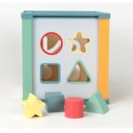 Jucarii, Copii si Bebe - Jucarii si jocuri - Jucarii & jocuri educative - Jucarii interactive - Centru din lemn educativ Montessori, Cub activitati bebelusi 5 in 1, Ocean, 1 an + - Infinity.ro