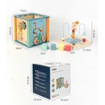 Jucarii, Copii si Bebe - Jucarii si jocuri - Jucarii & jocuri educative - Jucarii interactive - Centru din lemn educativ Montessori, Cub activitati bebelusi 5 in 1, Ocean, 1 an + - Infinity.ro