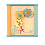 Jucarii, Copii si Bebe - Jucarii si jocuri - Jucarii & jocuri educative - Jucarii interactive - Centru din lemn educativ Montessori, Cub activitati bebelusi 5 in 1, Ocean, 1 an + - Infinity.ro