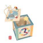 Jucarii, Copii si Bebe - Jucarii si jocuri - Jucarii & jocuri educative - Jucarii interactive - Centru din lemn educativ Montessori, Cub activitati bebelusi 5 in 1, Ocean, 1 an + - Infinity.ro