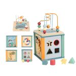Jucarii, Copii si Bebe - Jucarii si jocuri - Jucarii & jocuri educative - Jucarii interactive - Centru din lemn educativ Montessori, Cub activitati bebelusi 5 in 1, Ocean, 1 an + - Infinity.ro
