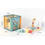 Jucarii, Copii si Bebe - Jucarii si jocuri - Jucarii & jocuri educative - Jucarii interactive - Centru din lemn educativ Montessori, Cub activitati bebelusi 5 in 1, Ocean, 1 an + - Infinity.ro