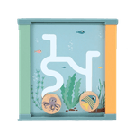 Jucarii, Copii si Bebe - Jucarii si jocuri - Jucarii & jocuri educative - Jucarii interactive - Centru din lemn educativ Montessori, Cub activitati bebelusi 5 in 1, Ocean, 1 an + - Infinity.ro