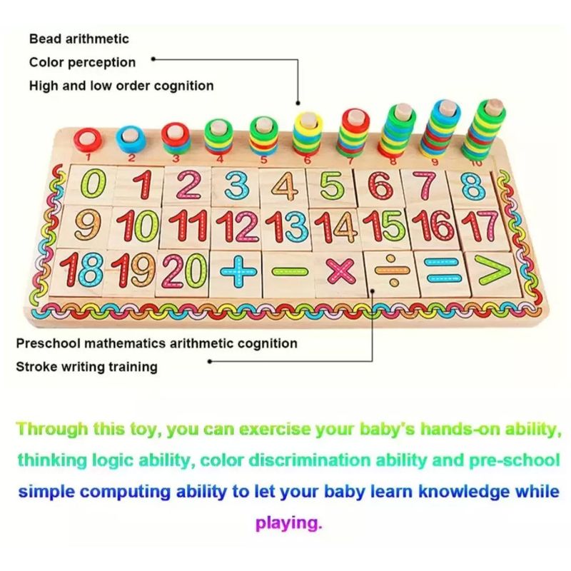Jucarii, Copii si Bebe - Jucarii si jocuri - Jucarii & jocuri educative - Jocuri si jucarii educative - Taba multifunctionala din lemn, teaching logarithm cu cercuri multicolore pt cantitate, numere si operatiuni matematice - Infinity.ro