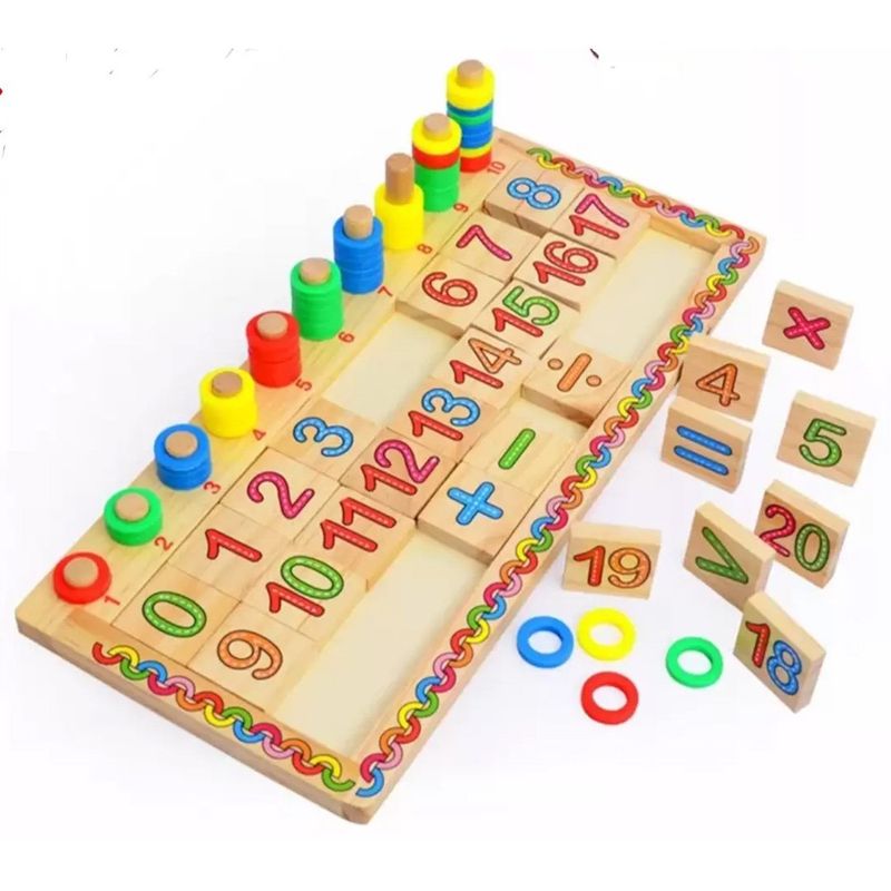 Jucarii, Copii si Bebe - Jucarii si jocuri - Jucarii & jocuri educative - Jocuri si jucarii educative - Taba multifunctionala din lemn, teaching logarithm cu cercuri multicolore pt cantitate, numere si operatiuni matematice - Infinity.ro