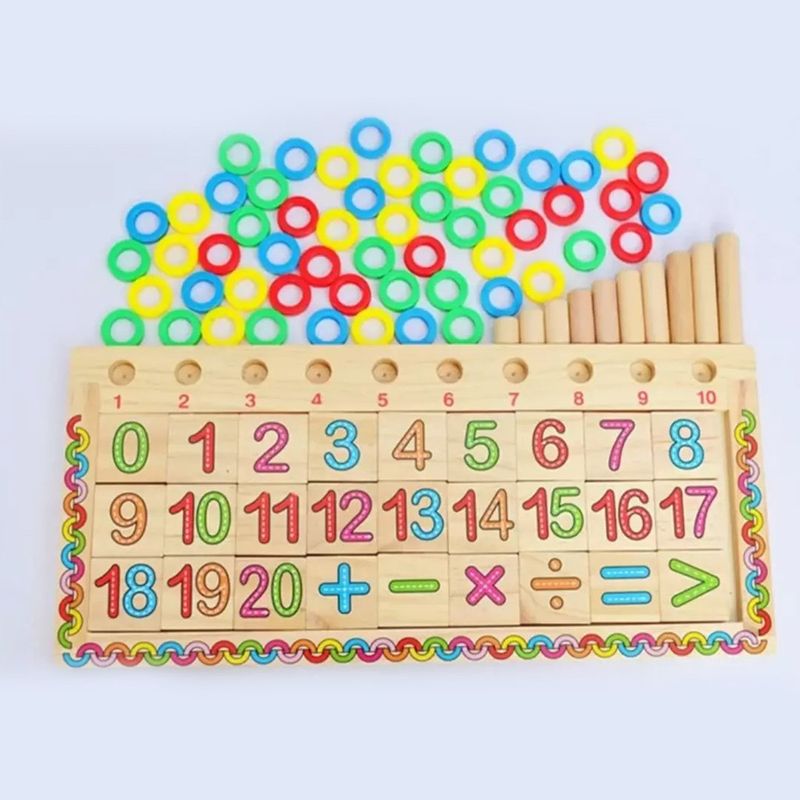 Jucarii, Copii si Bebe - Jucarii si jocuri - Jucarii & jocuri educative - Jocuri si jucarii educative - Taba multifunctionala din lemn, teaching logarithm cu cercuri multicolore pt cantitate, numere si operatiuni matematice - Infinity.ro