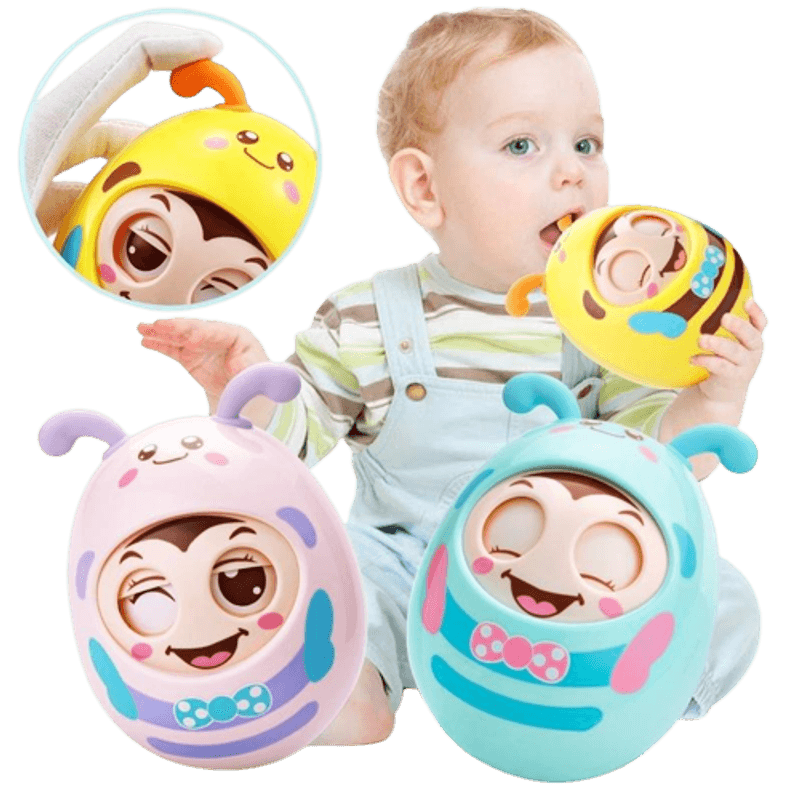 Jucarii, Copii si Bebe - Jucarii si jocuri - Jucarii bebelusi - Jucarii interactive bebelusi - Jucarie senzoriala pentru bebelusi, Albinuta Tumbler, ochi rotativi, Edujucarii, albastru - Infinity.ro