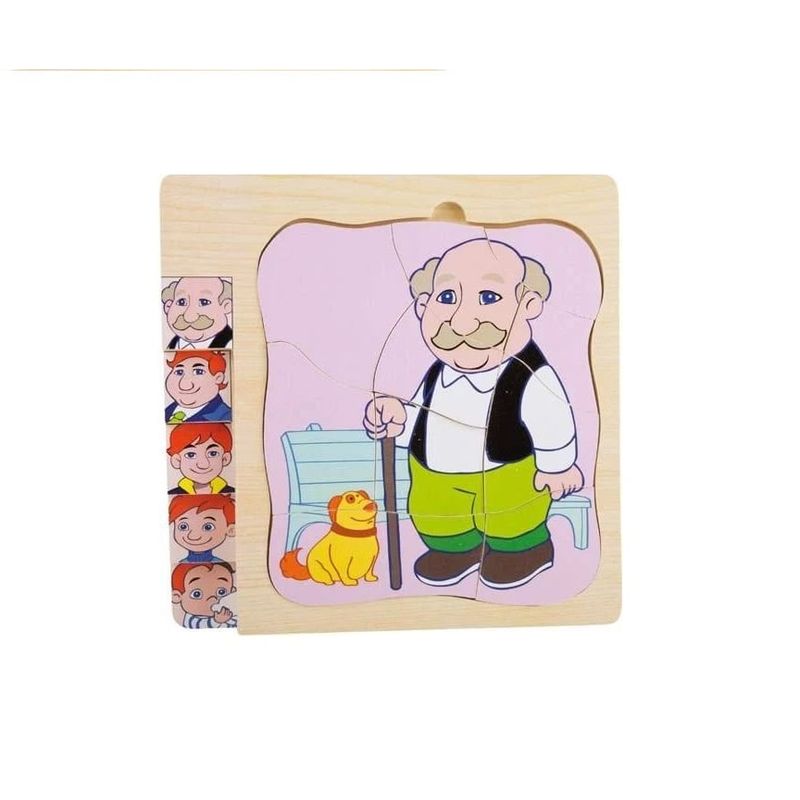Jucarii, Copii si Bebe - Jucarii si jocuri - Jocuri si puzzle - Puzzle - Puzzle cu 4 Straturi, Invatati Despre Varstele Omului in Mod Interactiv, 3 ani+, Bunicul, Edujucarii - Infinity.ro