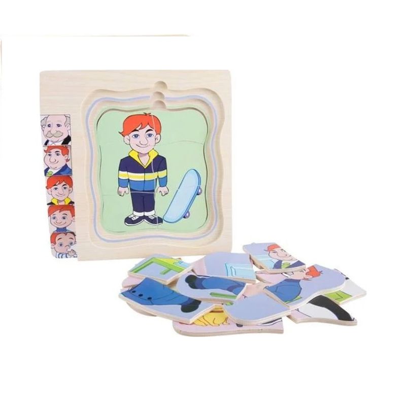 Jucarii, Copii si Bebe - Jucarii si jocuri - Jocuri si puzzle - Puzzle - Puzzle cu 4 Straturi, Invatati Despre Varstele Omului in Mod Interactiv, 3 ani+, Bunicul, Edujucarii - Infinity.ro
