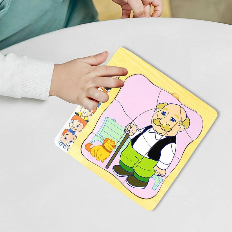 Jucarii, Copii si Bebe - Jucarii si jocuri - Jocuri si puzzle - Puzzle - Puzzle cu 4 Straturi, Invatati Despre Varstele Omului in Mod Interactiv, 3 ani+, Bunicul, Edujucarii - Infinity.ro